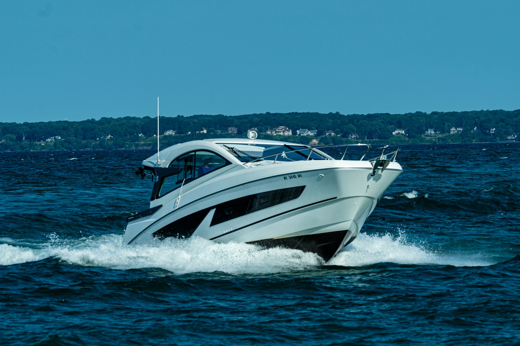 A recreational boat on turquoise water
