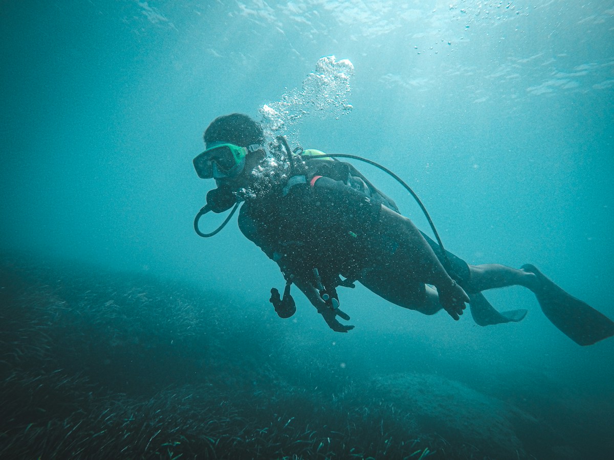 A scuba diver exploring underwater